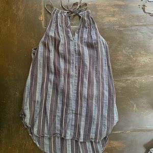 Tie front racerback linen top